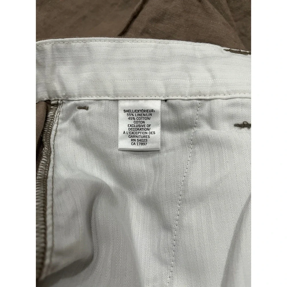Banana Republic Gavin Straight Leg Linen Cotton Chino Pants Brown Mens 33x32